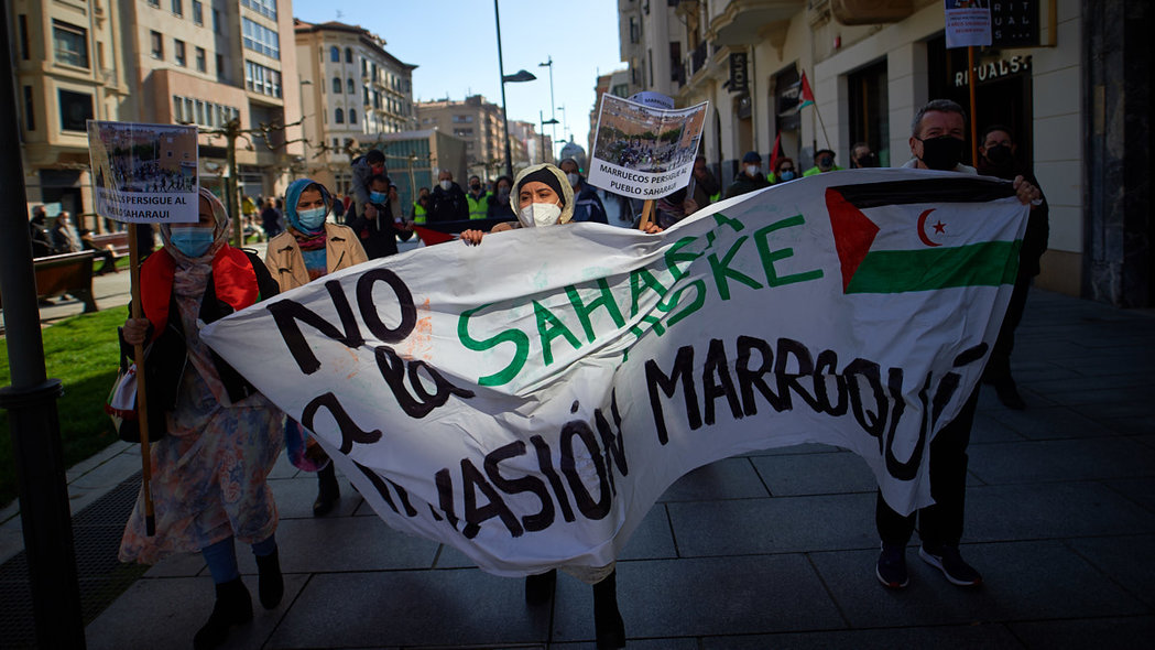           La manifestación a favor del pueblo saharaui en Pamplona, en imágenes
        