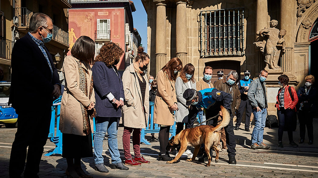 [GALERÍA] La Unidad Canina de Pamplona exhibe sus habilidades en el centro de la ciudad
