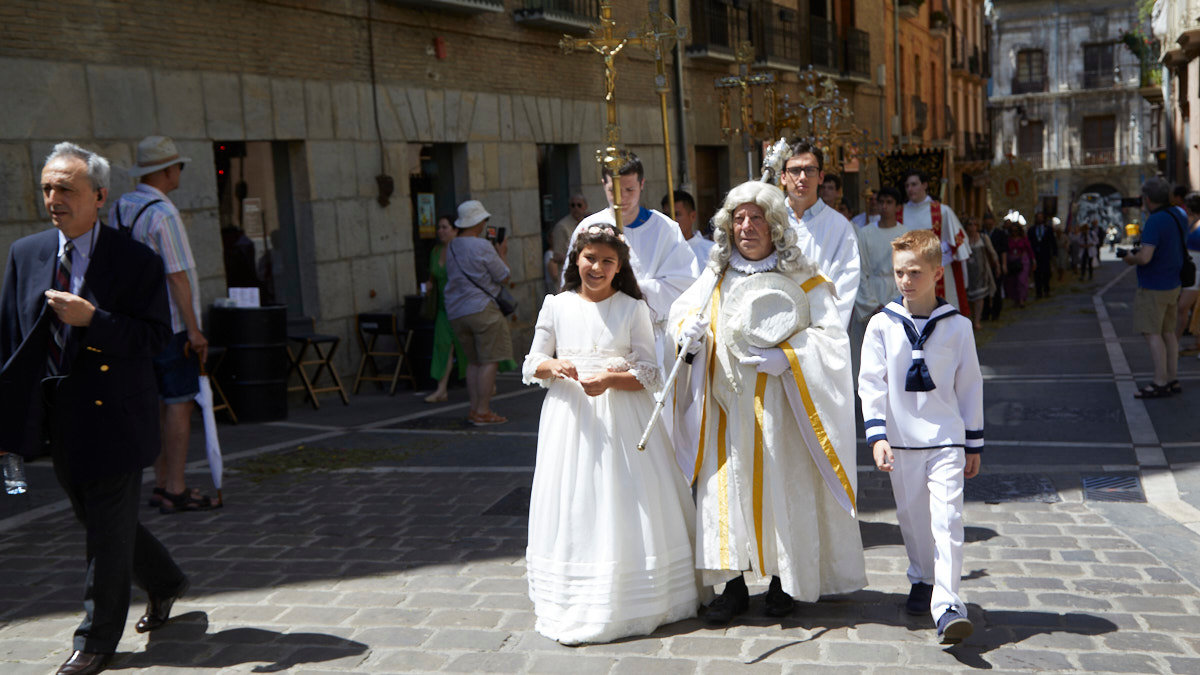 Procesión del Corpus Christi por las calles de Pamplona, tras dos años suspendida por la pandemia. IÑIGO ALZUGARAY