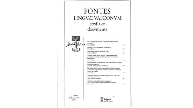 Publicación Fontes Linguae Vasconum, revista sobre lingüística vasca.