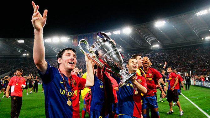 El Barça celebra una de sus últimas 4 Champions.