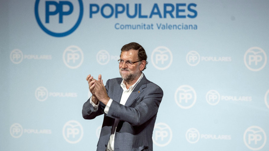 El presidente del Gobierno y del Partido Popular, Mariano Rajoy, durante su intervención hoy en Valencia. /EFE