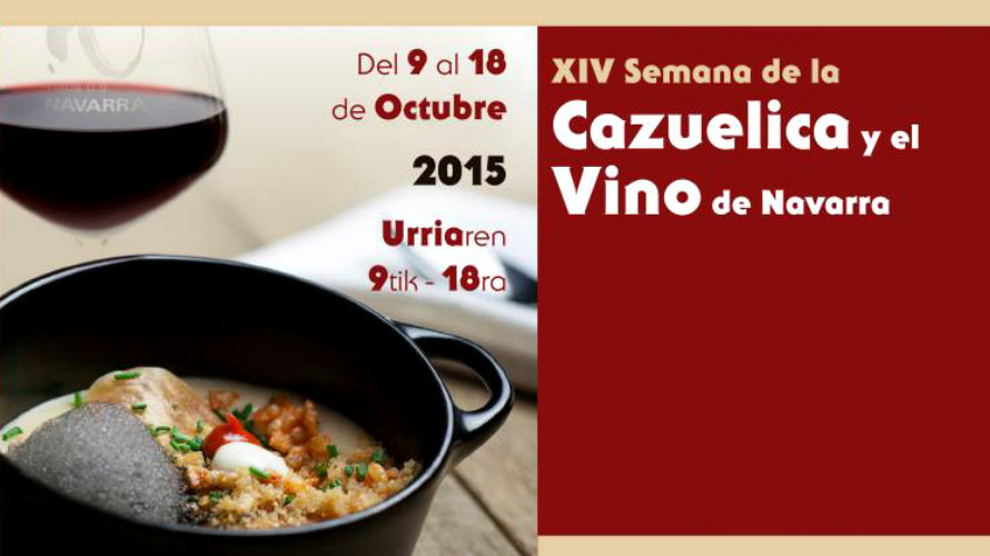 Cartel de la XIV Semana de la Cazualica y el Vino en Navarra.