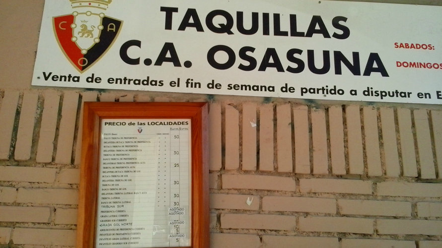 Taquillas de Osasuna en el Sadar en noviembre de 2015. Navarra.com.