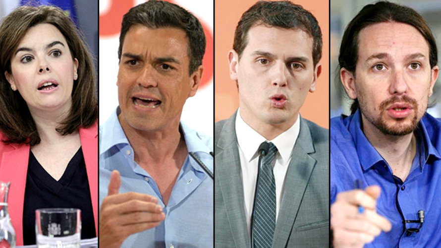 Debate a cuatro Sáenz de Santamaría, Sánchez, Rivera e Iglesias. ATRESMEDIA