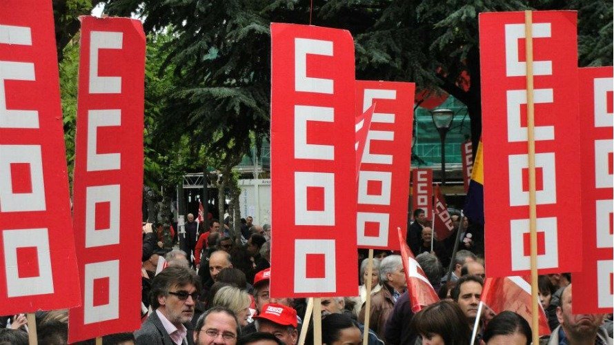 Manifestación de CCOO en Pamplona.