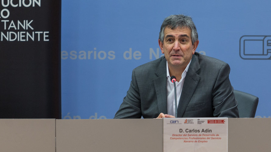 Presentación del informe de empleo de la CEN con la presencia de José Antonio Sarría, Belén Goñi y Carlos Adín(15). IÑIGO ALZUGARAY