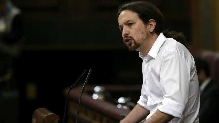 El líder de Podemos, Pablo Iglesias, durante su primer gran discurso en el Congreso de los Diputados, en la segunda jornada del debate de investidura. EFE Chema Moya