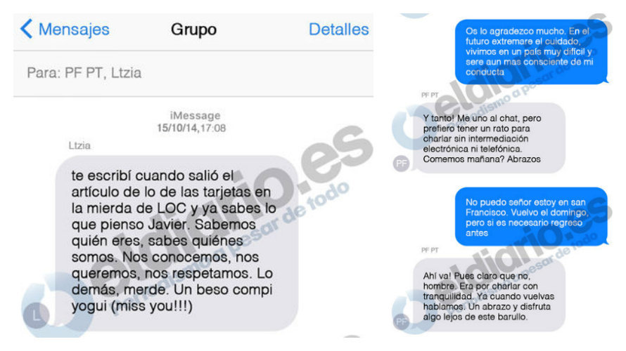 Reconstrucción gráfica de la conversación por sms entre Javier López Madrid, la reina Letizia Ortiz y el rey Felipe VI. ELDIARIO.ES