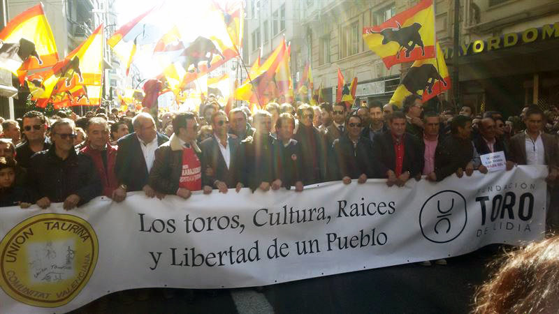 Manifestación en defensa del toro  en Valencia. (EP).