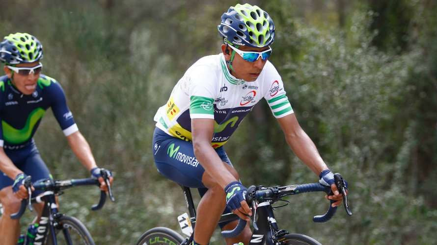 Nairo Quintana en plena carrera. Foto Movistar team.