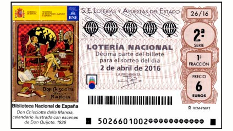 Cupón de la Lotería Nacional del 2 de abril de 2016.