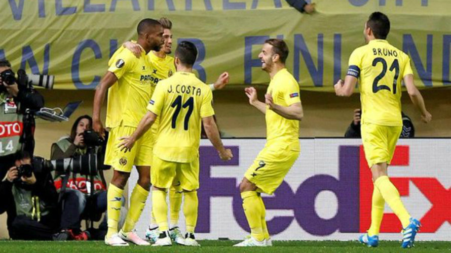 El Villarreal celebra su segundo gol. Lfp.