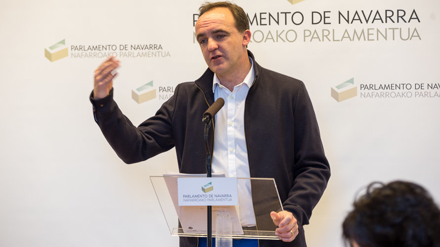 José Javier Esparza (UPN) en su comparencia tras la Mesa y la Junta de Portavoces del Parlamento de Navarra. (6). IÑIGO ALZUGARAY