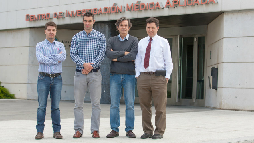 Los doctores Silvestre Vicent, Fernando Pastor, José A. Martínez Climent e Ignacio Melero, investigadores del CIMA de la Universidad de Navarra.
