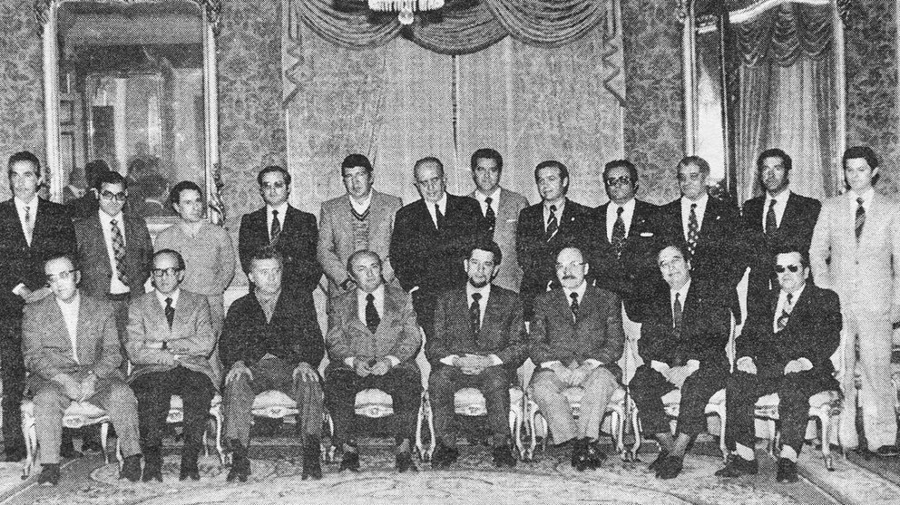 Fotografía de la corporación de Pamplona en los años 70, con Francisco Javier Rouzaut, tercero por la derecha en la fila de abajo