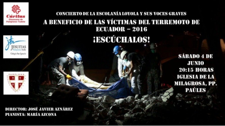 Cartel del concierto de Cáritas a favor de las víctimas de Ecuador. CÁRITAS