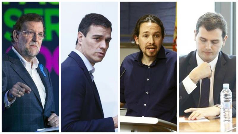 Los cuatro líderes de los partidos nacionales más importantes (EP).