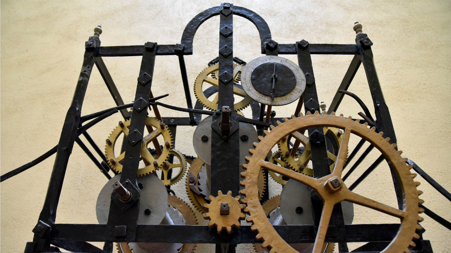 Este es el mecanismo del reloj del Ayuntamiento de Pamplona. 