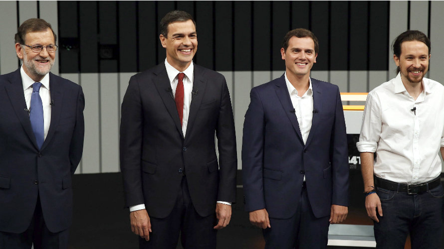 Debate entre Mariano Rajoy, Pedro Sánchez, Pablo Iglesias y Albert Rivera antes de las elecciojes del 26-J. EFE (10)