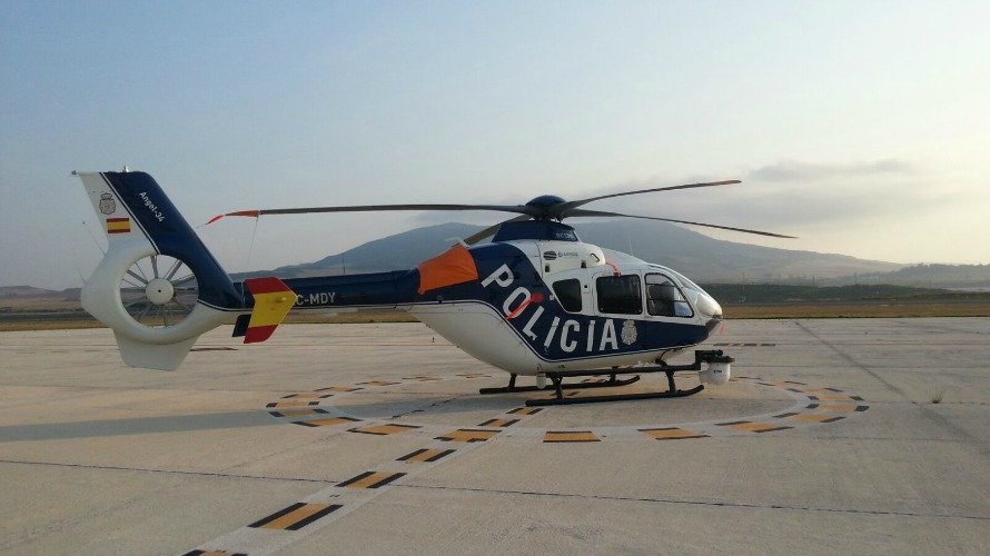 Helicóptero de la Policía Nacional que patrulló sobre Pamplona durante los Sanfermines.