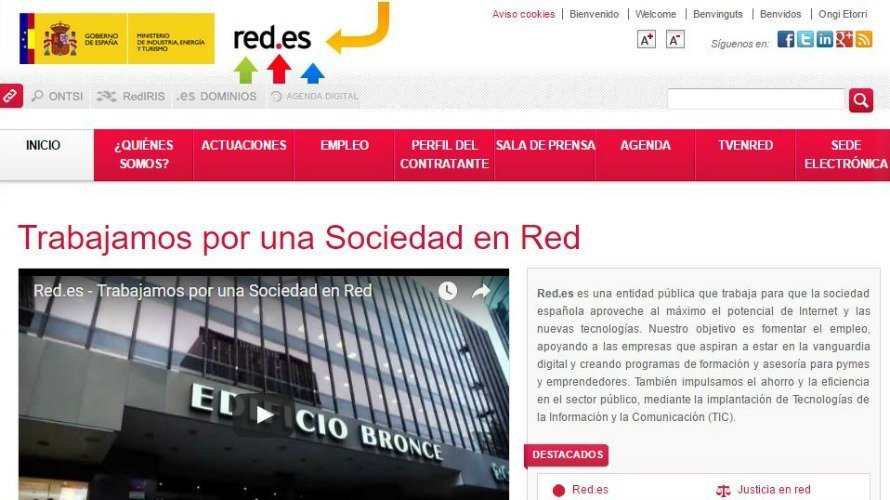 Página web de Red.es gestora de los dominios en España