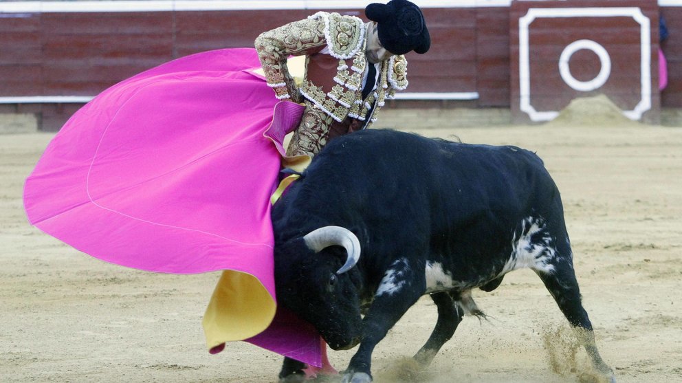 El diestro José Tomás, durante la corrida de la Feria de las Colombinas celebrada esta tarde en la plaza de toros de Huelva. EFE.