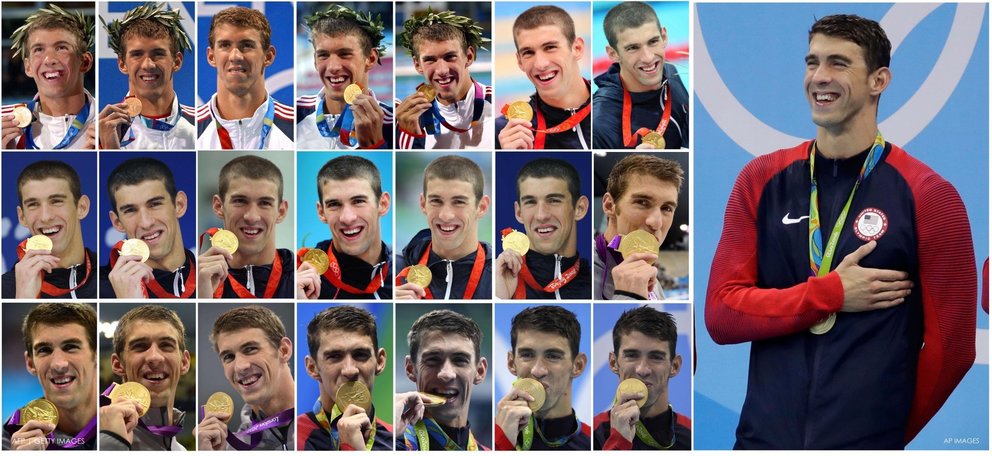 Todas las medallas de Phelps en los Juegos Olímpicos, desde Atenas a Río.