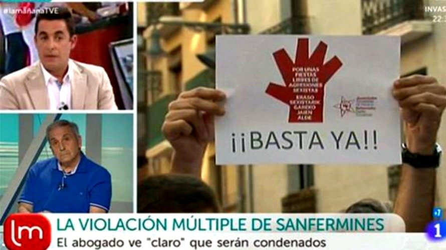 El periodista Antonio Naranjo entrevista en TVE a Carlos Bacaicoa, abogado de la víctima de la violación múltiple en Sanfermines.