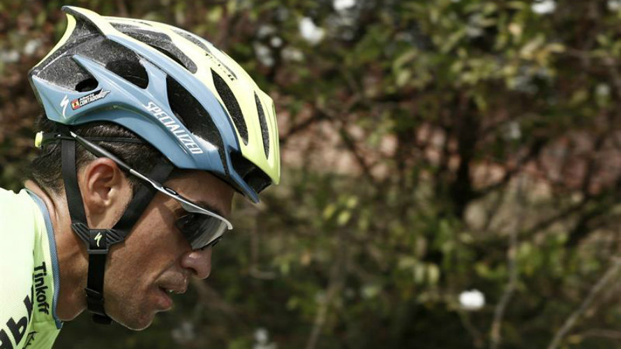 Alberto Contador en pleno esfuerzo.  Efe.