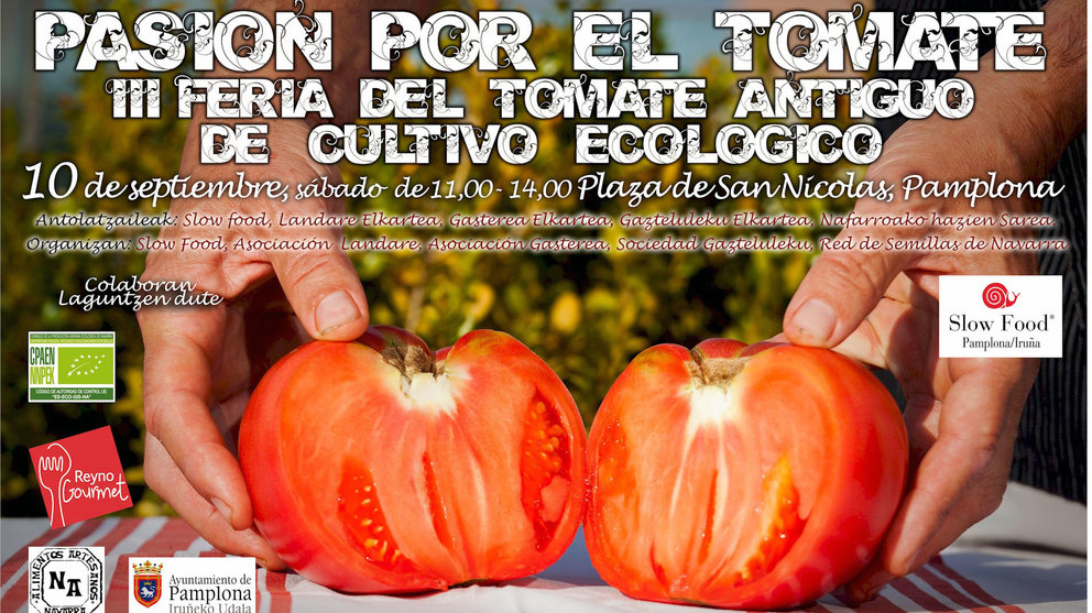 Cartel de la Feria del Tomate Antiguo cultivo ecológico.