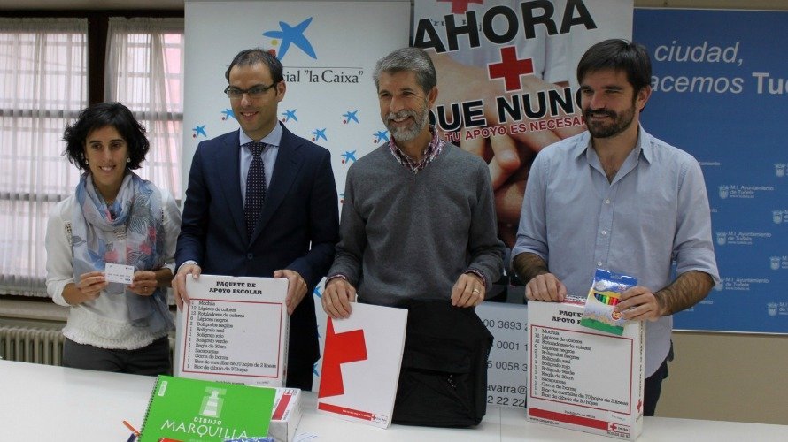 Presentación de la iniciativa Unidos por el éxito escolar, de Cruz Roja y La Caixa, en Tudela.
