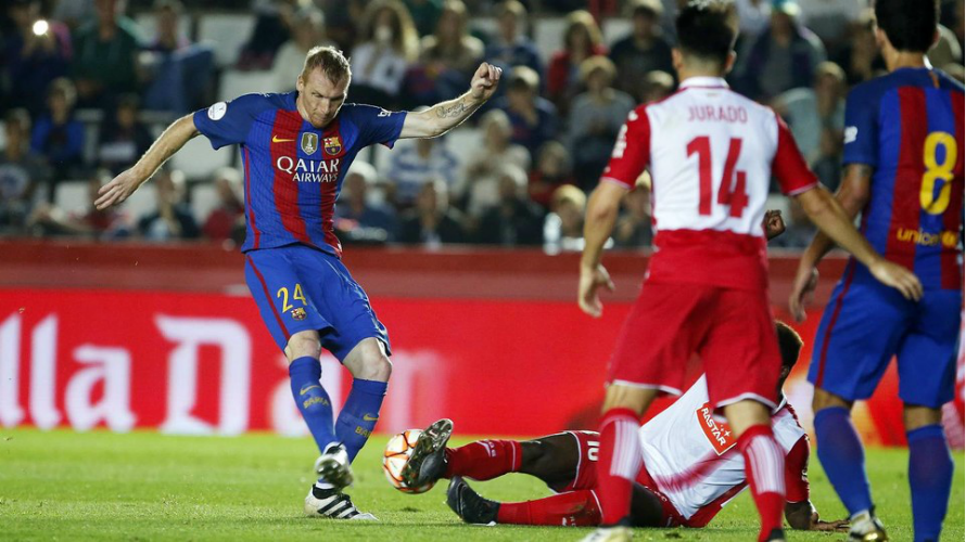 Mathieu se lesionó en el partido ante el Nastic de la Supercopa Catalunya. Foto web FC Barcelona.