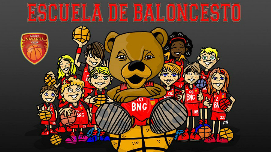 Cartel de la escuela de baloncesto de Basket Navarra.