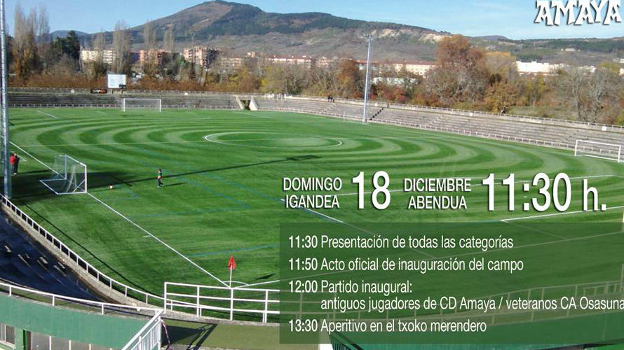 Cartel  oficial de la inauguración del campo de fútbol en Amaya.