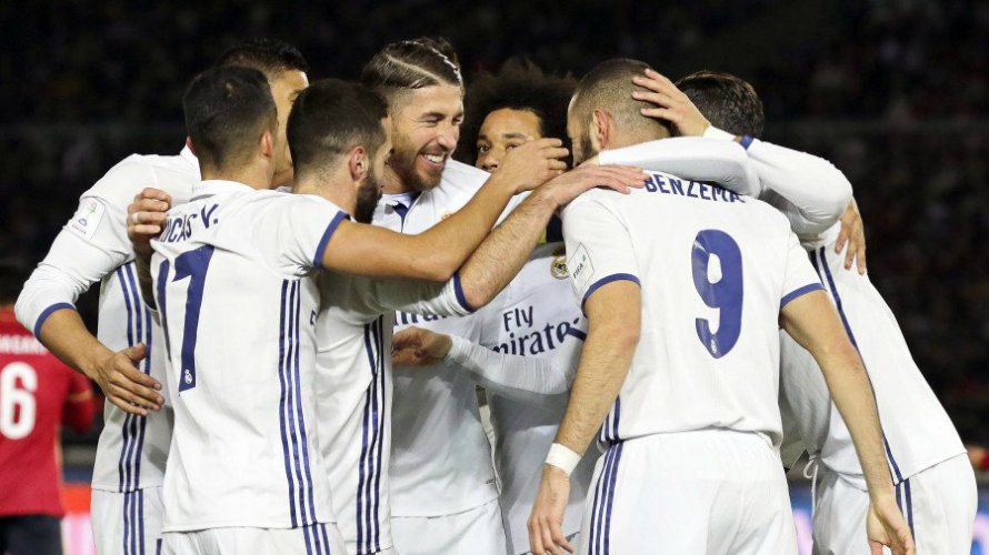 El Real Madrid celebra su victoria en la prórroga. Lfp.