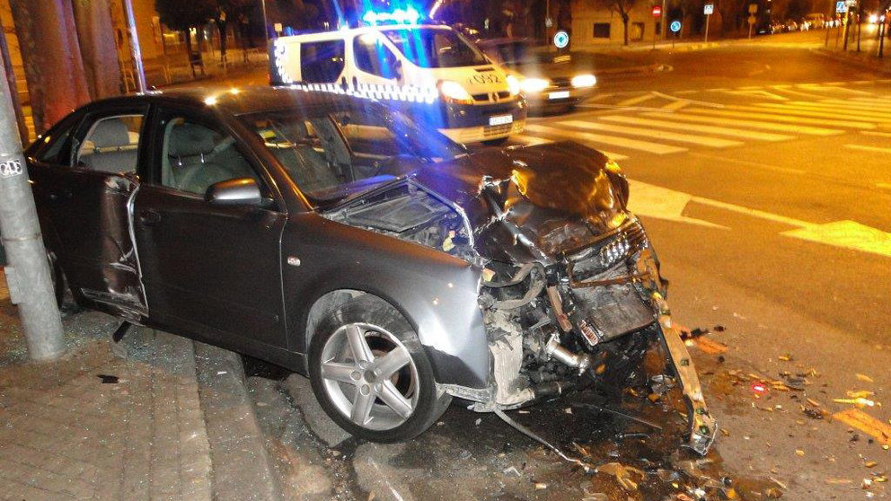 Imágenes de algunos de los accidentes viales del fin de semana de Navidad en Pamplona. POLICÍA MUNICIPAL (1)
