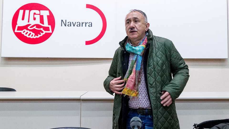 El secretario general de UGT, Pepe Álvarez, interviene en la asamblea que celebra la federación del sindicato en Navarra (07). IÑIGO ALZUGARAY