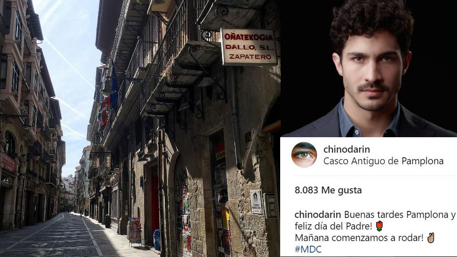 Publicación en Instagram del actor Chino Darín sobre el rodaje de la película Memorias del calabozo que rueda las próximas semanas en Navarra