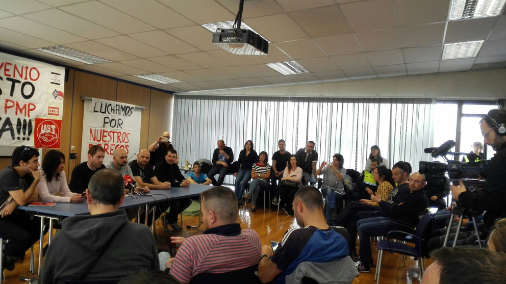 Rueda de prensa de los sindicatos de Policía Municipal de Pamplona para exigir al Ayuntamiento un nuevo convenio 2.