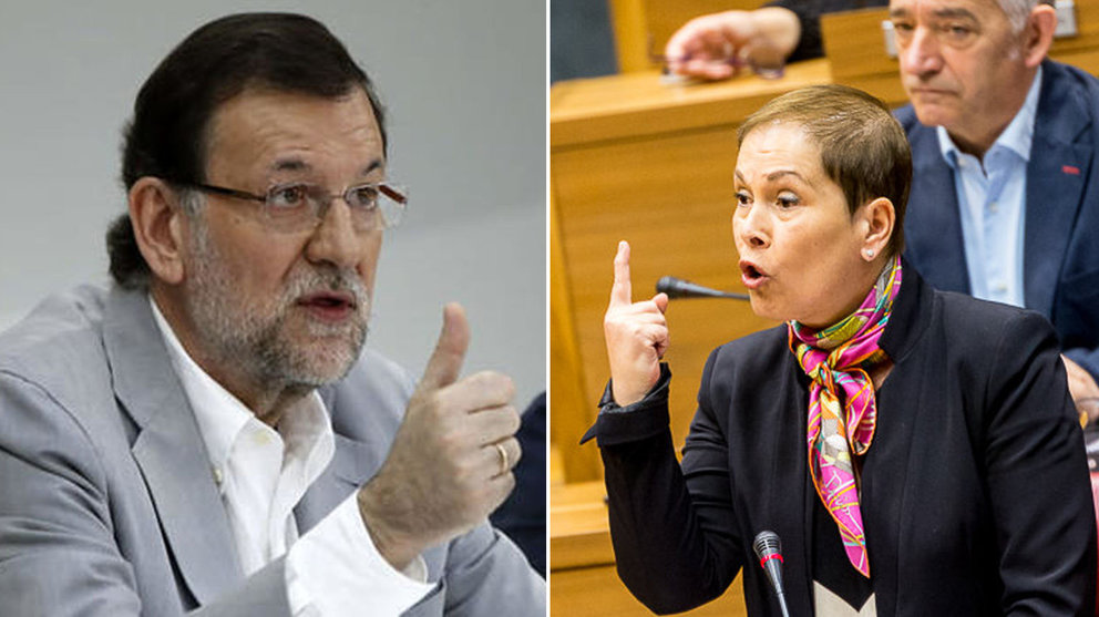 Imagen del presidente del Gobierno de España, Mariano Rajoy, y de la presidenta de Navarra, Uxue Barkos