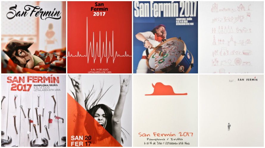 Fotos de los 8 carteles finalistas del concurso de San Fermín 2017.
