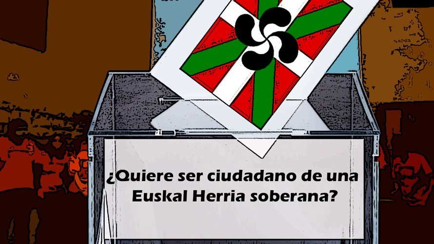 Imagen de una urna de votación con la pregunta que se plantea en la consulta independentista organizada en 24 localidades de Navarra. NAVARRA.COM  