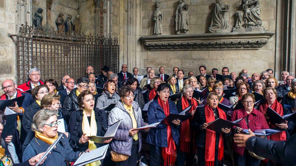 El coro del colegio de Médicos de Navarra canta en el claustro de la Catedral de Pamplona