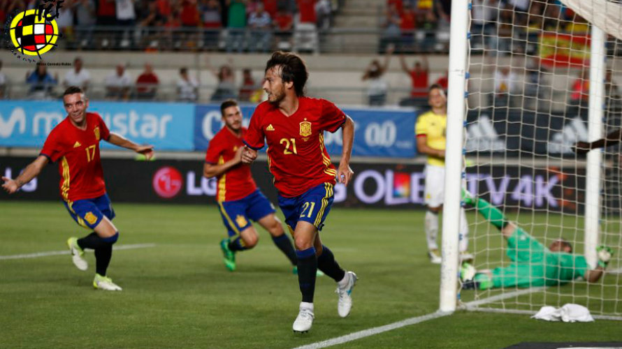 David Silva marcó el primer gol de España en Murcia.