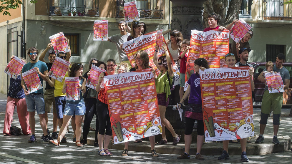 El colectivo Herri Sanferminak ha presentado sus txoznas para Sanfermines en la Plaza de los Ajos y la Plaza de la O EUROPA PRESS