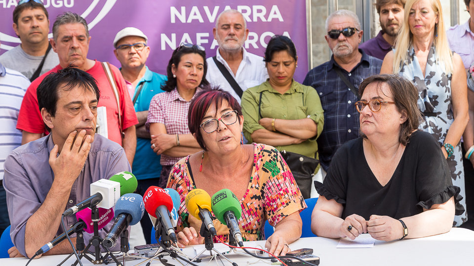 Conferencia de prensa de dirigentes y miembros de Podemos Navarra contra los últimos despidos en el seno la formación (16). IÑIGO ALZUGARAY
