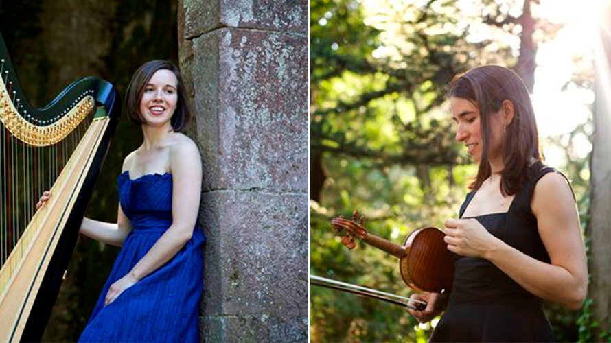 A la izquierda, la arpista Alicia Griffiths Turrillas, y a la derecha, la violinista Elena Jáuregui
