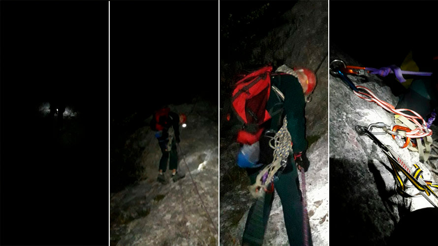 Así ha sido el complicado rescate a dos escaladores que han pasado la noche colgados en Dos Hermanas, en Irurzun. IMÁGENES CEDIDAS