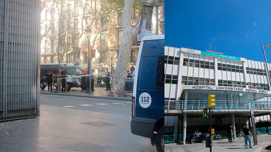 Imagen del atentado en Barcelona y de uno de los hospitales en los que se encuentran ingresados los heridos